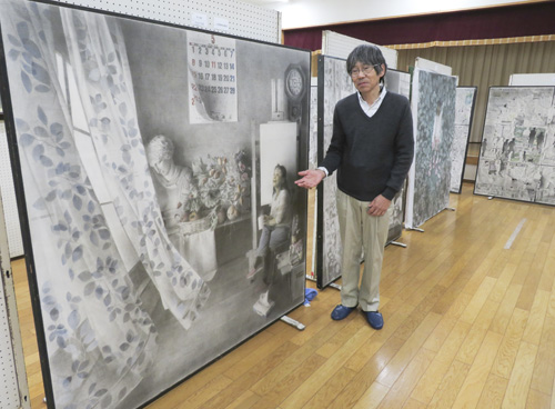 web09◎Pアマ画家中村さん作品展 緻密な鉛筆画など